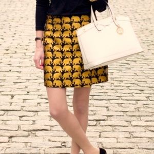JCrew Gold Foil Faux Wrap Elephant Skirt